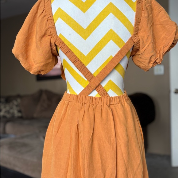 Astr Mustard Puff Sleeve Midi Dress - Picture 4 of 16